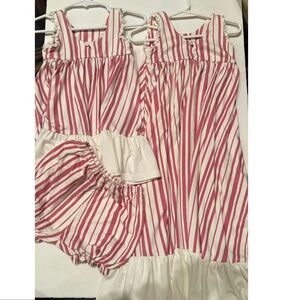 WILDLING 2T* -3T Girls Peppermint Striped Maxi Lounge Dress Red & White w Ruffle